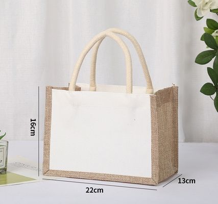 カスタマイズされたロゴ 天然用再利用可能ラミネートジュート 食料品 ショッピングバッグ OEM/ODM トートバッグ