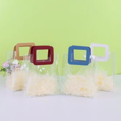 パーソナライズドロゴギフトパッケージングのための革ハンドルPVC透明 トートバッグ