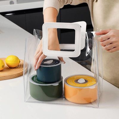 レザーハンドバッグ 再利用可能なハンドバッグ 透明なPVCプラスチック ギフトラップ トートバッグ ビーチバッグ