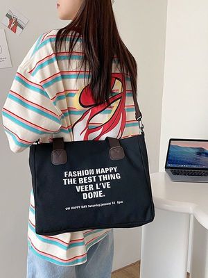 日々の学校生活手紙 印刷 女性用 綿 トートバッグ クロスボディ キャンバス ショッピングバッグ