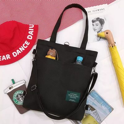 パーソナライズド プリント 綿 黒 キャンバス トート バッグ 買い物 最新のファッションスタイル
