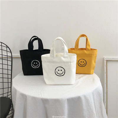 再利用可能でスタイリッシュ ミニ綿キャンバス ショッピングバッグ トート ハンドルバッグ 日常学校生活