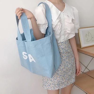 日々の学校生活 オーガニック 買い物 トートバッグ カスタムロゴの綿のキャンバスバッグ