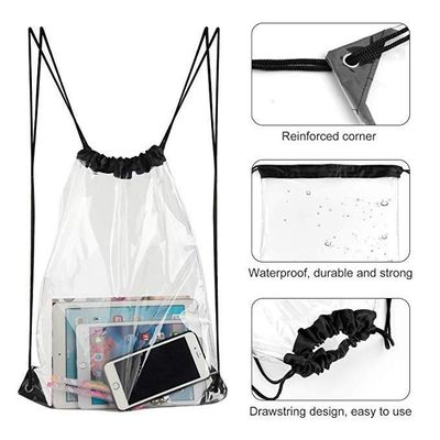 カスタム印刷 防水 透明 PVC 透明 バックパック 引き出し ストリング ポーチ バッグ ギフト