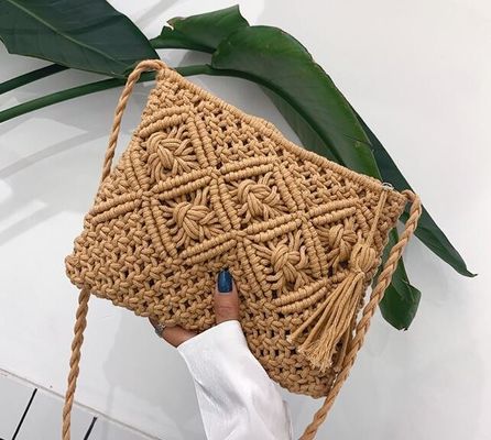 他のパターンタイプ 手作り 綿ロープ ストロー 女性 手袋 ヴィンテージ タッセル ビーチバッグ