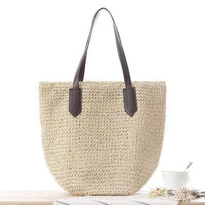 女性用ストローバッグ 夏の天然ラフィア用ストロービーチバッグ 2つのハンドル 最新品