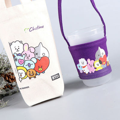 パーソナライズされたミニコーヒー ミルクカップホルダー キャンバス 飲み物 キャリバー トートバッグ カスタマイズされたロゴ