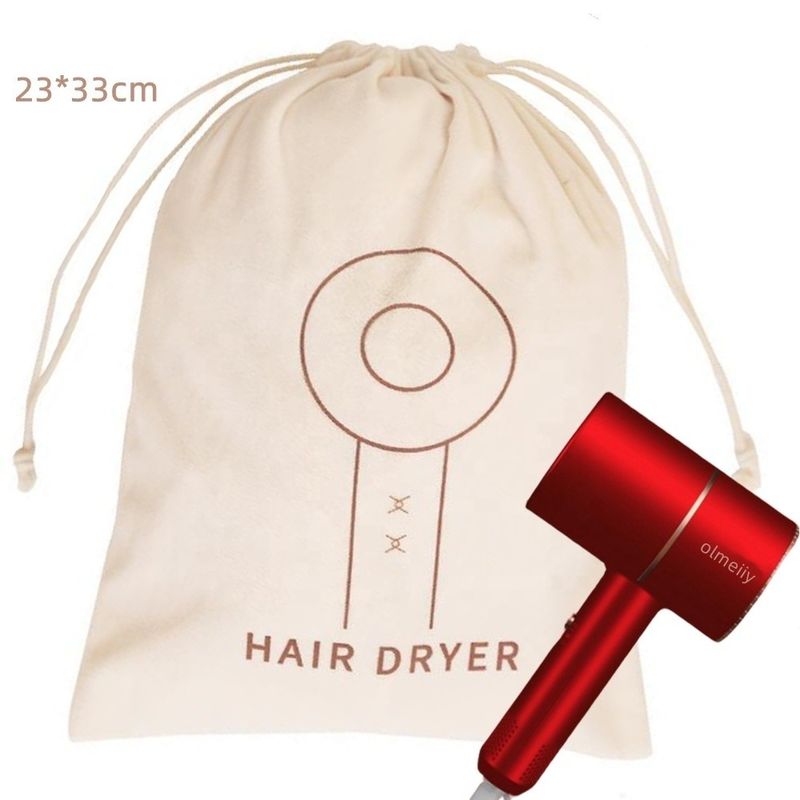 ホテルのヘアドライヤーを塵から保護するためのカスタムロゴプリントスエードドローストリングバッグ