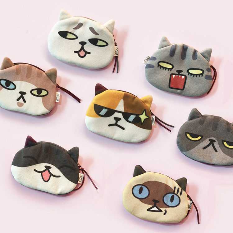 Unisex 3D猫コイン 財布 かわいい ミニプルーシュバッグ 小さい動物形のバッグ