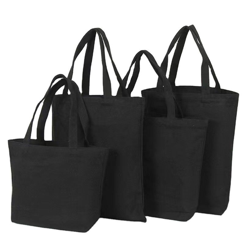 パーソナライズド プリント 綿 黒 キャンバス トート バッグ 買い物 最新のファッションスタイル