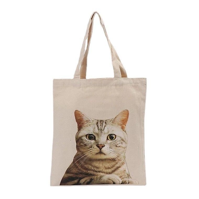 可愛い猫のパターン 環保的な買い物や旅行用 リサイクルキャンバス トートバッグ